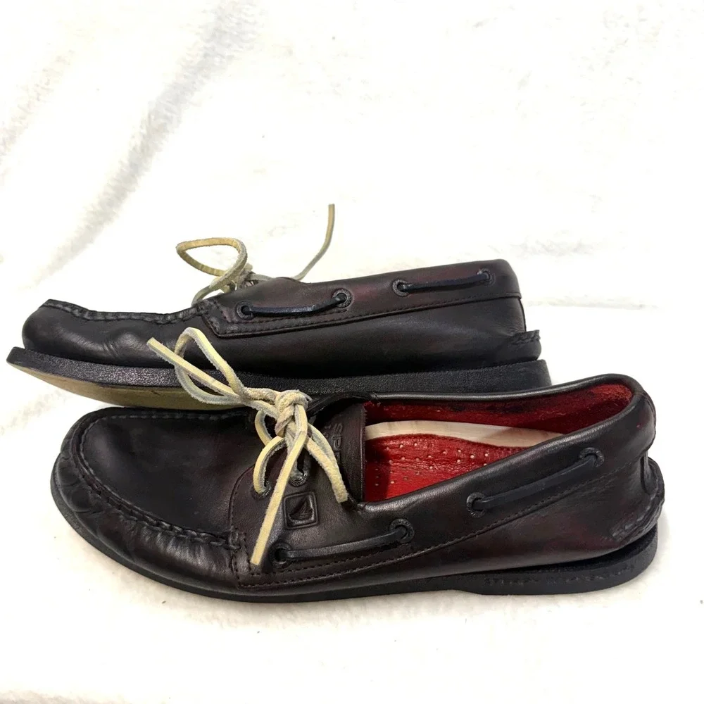 Sperry 8.5 M Boat Shoes Dark Burgundy Leather Authentic Original Loafers Unisex